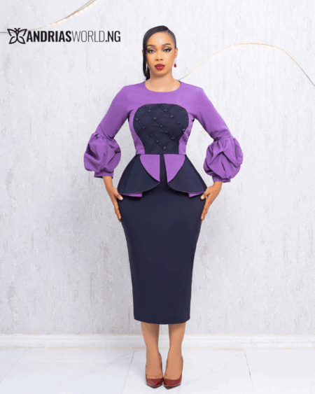 PURPLE AND NAVYBLUE PEPLUM DRESS
